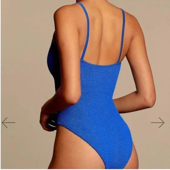New Hunza G Pamela Royal Blue Swimsuit Crinkle Monokini One Piece Rare Stretchy - Picture 11 of 13